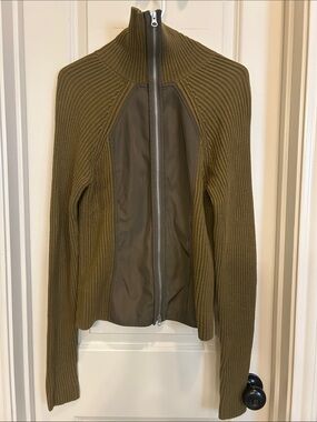KF Kaufman Franco Olive Green Ribbed Turtleneck Sweater with thumb holes- Women